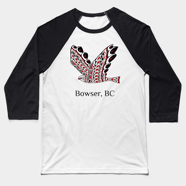 Bowser, British Columbia Native Tribal Red Tailed Hawk Raptor Baseball T-Shirt by twizzler3b